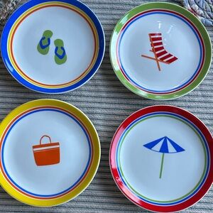 Tag Beach theme ceramic dessert or appetizer plate set- set of 4